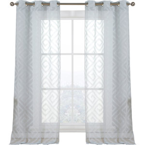 Calleigh Geometric Semi-Sheer Curtain Panels (Set of 2)