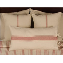 red grain sack pillows