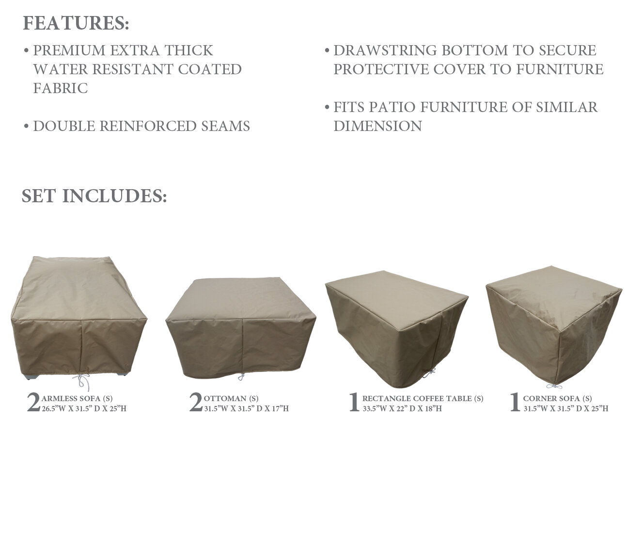 Bee Water Resistant 6 Piece Patio Furniture Cover Set