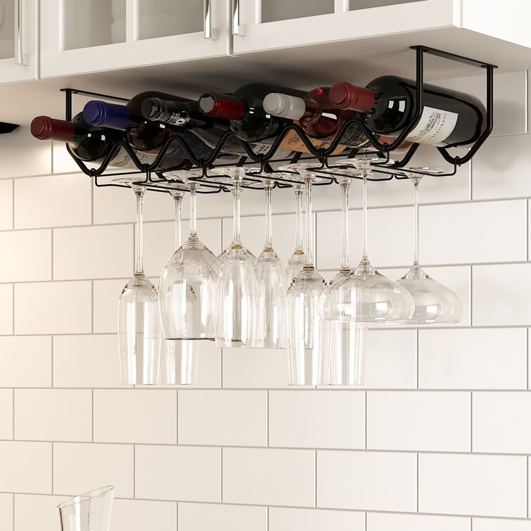 48" Wall Mount 10 Bottle Wine Rack Storage Shelf Glass Organizer Home Decor 
