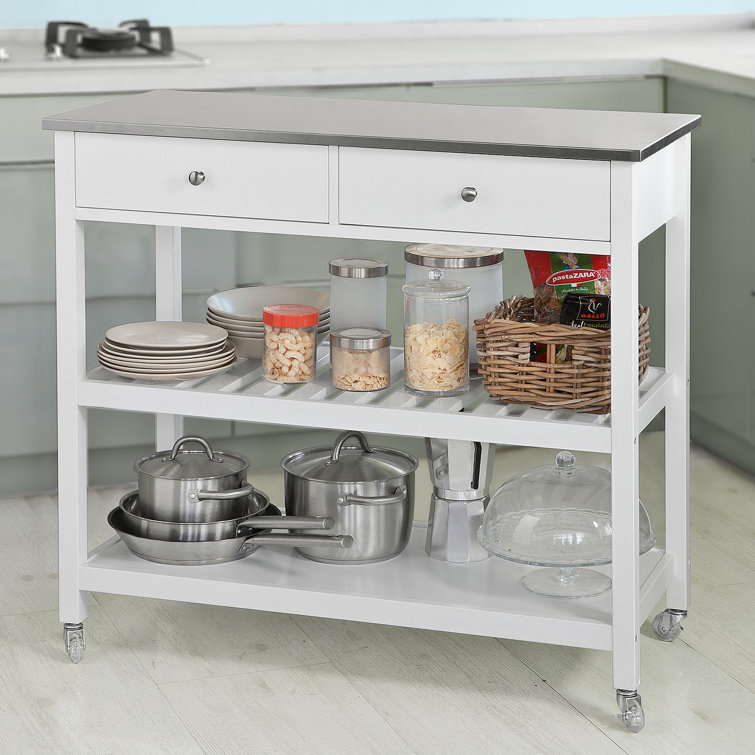 Belfry Kitchen Blossom Kitchen Island With Stainless Steel Top Reviews Wayfair Co Uk