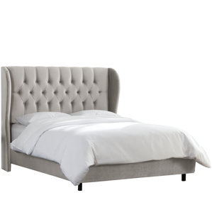 Testa Tufted Wingback Linen Upholstered Panel Bed by Brayden Studio