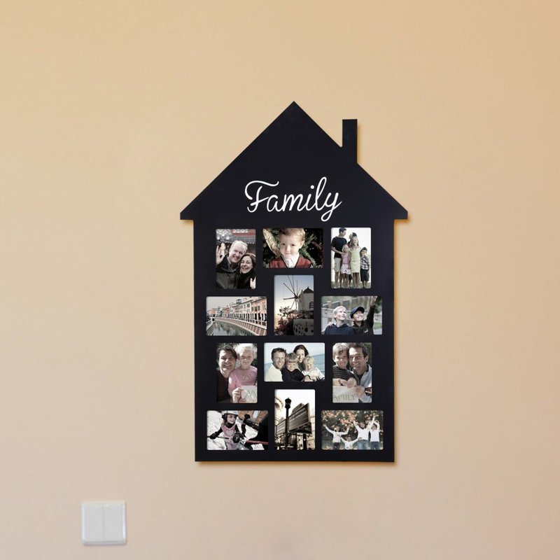 12 Opening House Shape Family Wall Hanging Picture Frame