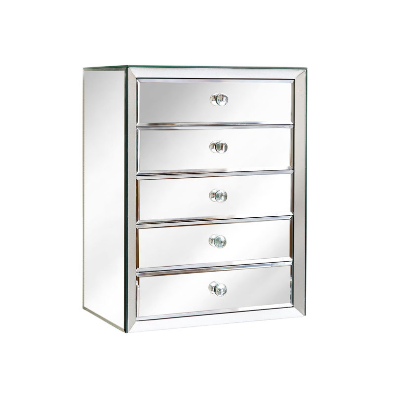 House Of Hampton Mirrored 5 Drawer Jewelry Box Reviews Wayfair