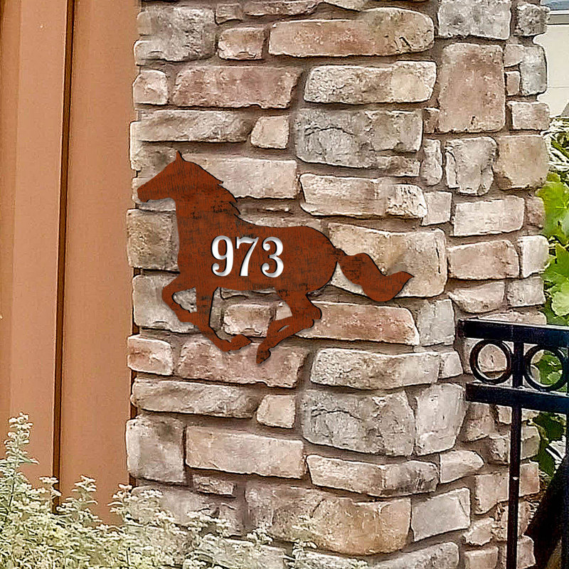Designocracy Horse House Door Wall Mailbox Address Number 1 Line Plaque Stable Sign Wayfair