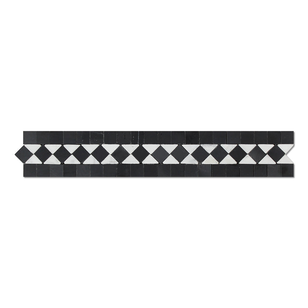 Stone & Tile Shoppe, Inc. White Carrara 2" x 12" Bias Border Marble Look  Wall Border | Wayfair