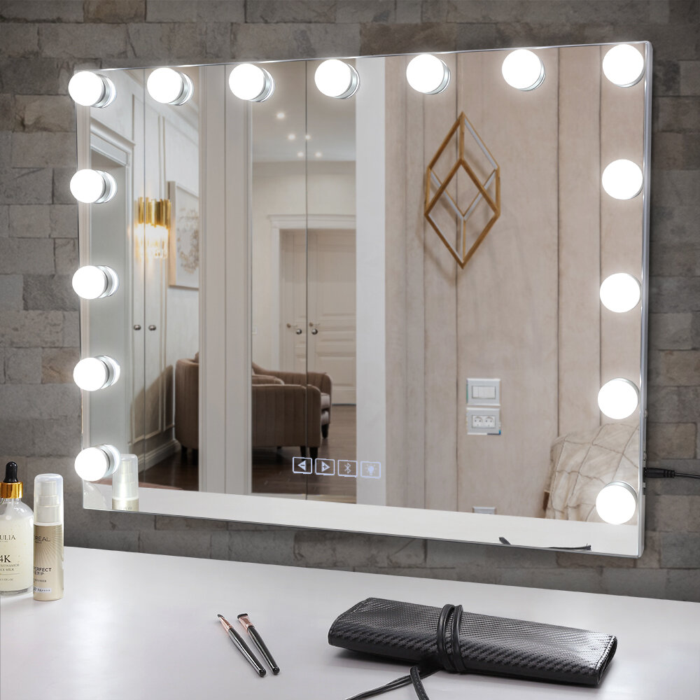 Keuna Frameless Lighted Magnifying Makeup Mirror