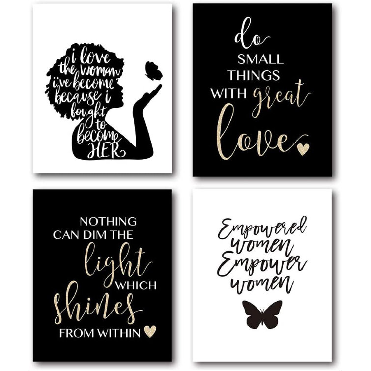 Trinx Inspirational Quotes Black Woman Wall Art Prints African American Woman Wall Art Posters 4 Piece Unframed Print Set On Canvas Wayfair