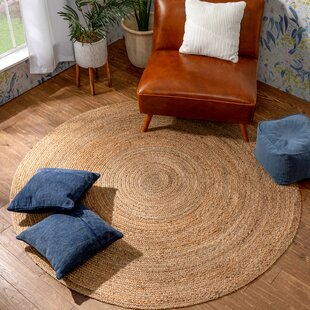 Round Rug 100% Natural Jute Handmade Reversible Braided style Modern Hemp Carpet 