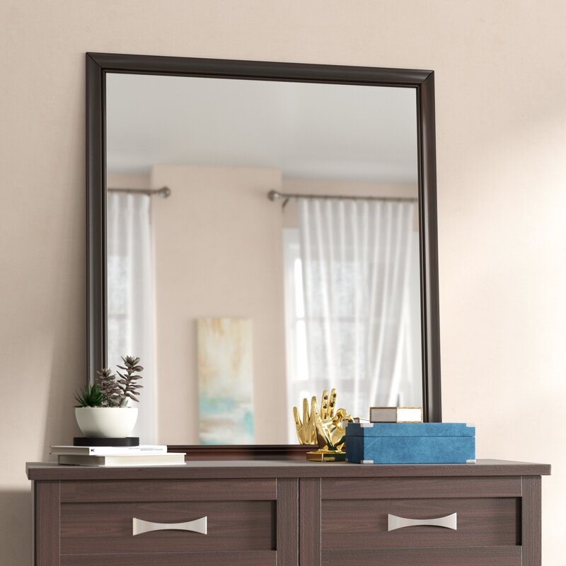 Ivy Bronx Rectangular Walnut Frame Dresser Mirror Wayfair