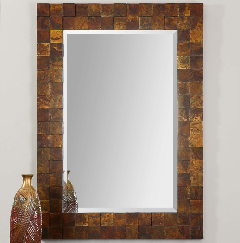 Rectangular Wall Mirror loon peak mosaic rectangle copper wall mirror & reviews | wayfair Rectangular Wall Mirror loon peak mosaic rectangle copper wall mirror & reviews | wayfair