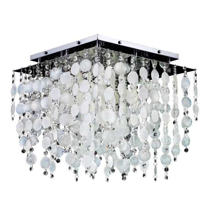 Cityscape Capiz Shell And Crystal 5 Light Flush Mount