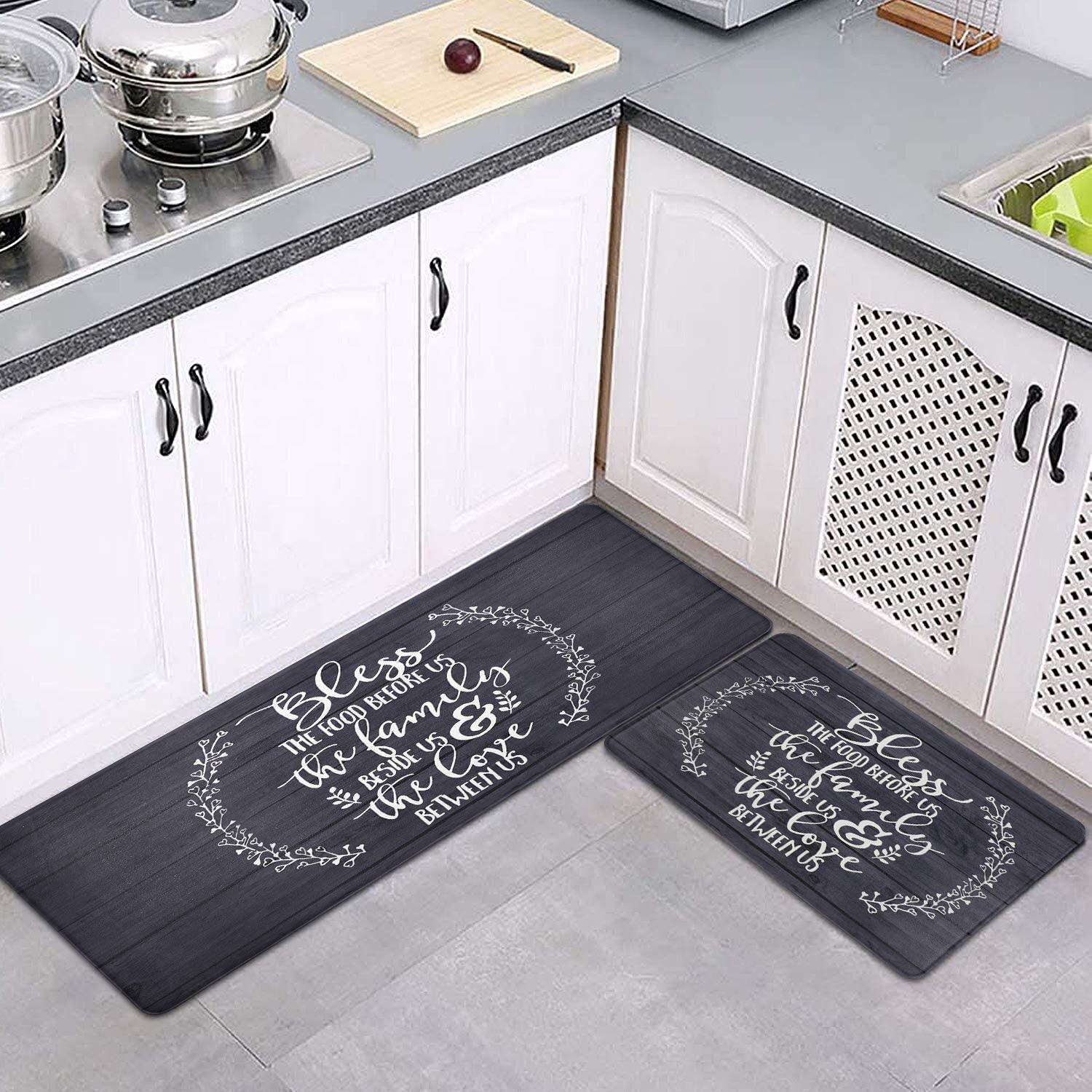 Rosalind Wheeler Anti Fatigue Kitchen Rug Sets 2 Pieces Cushioned Kitchen Floor Mats Set Comfort Heavy Duty Standing Mats Wipe Clean Wayfair