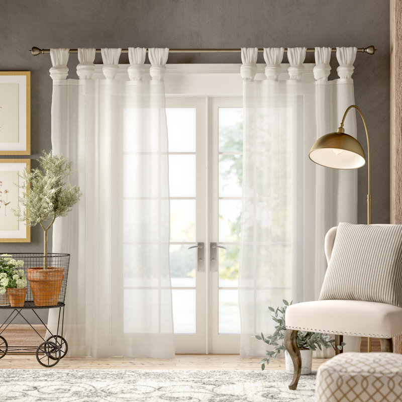 Birch Lane Heritage Millie Twist Faux Linen Solid Sheer Tab Top
