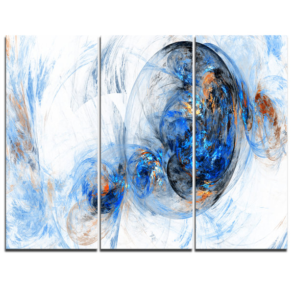 Designart Colored Smoke Dark Blue 3 Piece Graphic Art On Wrapped