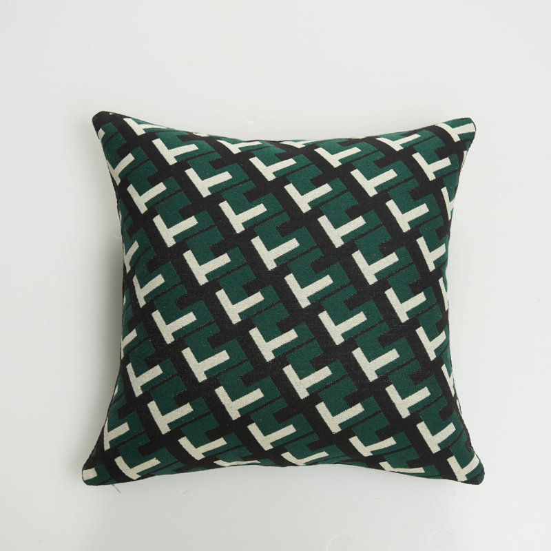 Black Geometric Modern Pillow Cover Color: Green/Black (Set of 2) 
