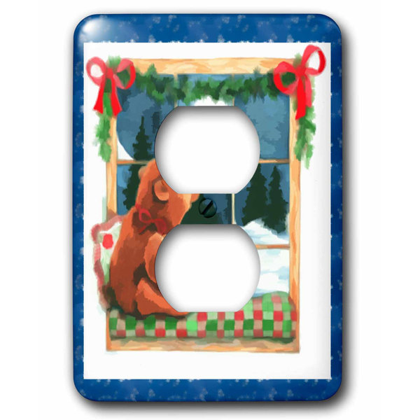 3drose Adorable Bear Waiting On Santa In The Moonlight 1 Gang Duplex Outlet Wall Plate Wayfair