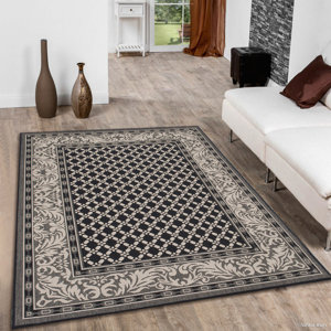 Benningfield Rectangle All Weather Black Indoor/Outdoor Area Rug