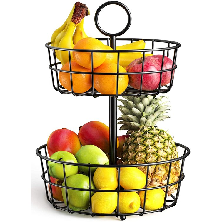 Prep & Savour 2 Tier Fruit Basket Bowl Holder For Kitchen, Detachable  Vegetable Storage Fruit Stand For Counter Dining Room Countertop, Black B &  Reviews | Wayfair