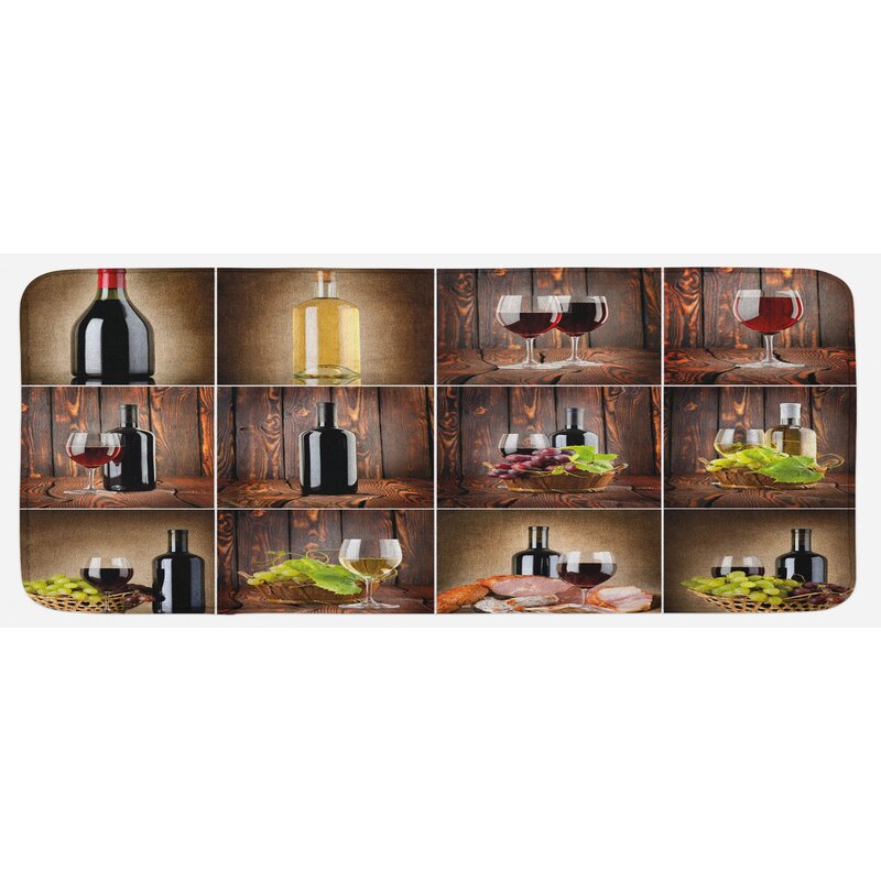 East Urban Home Wine Themed Collage On Wooden Backdrop With Grapes