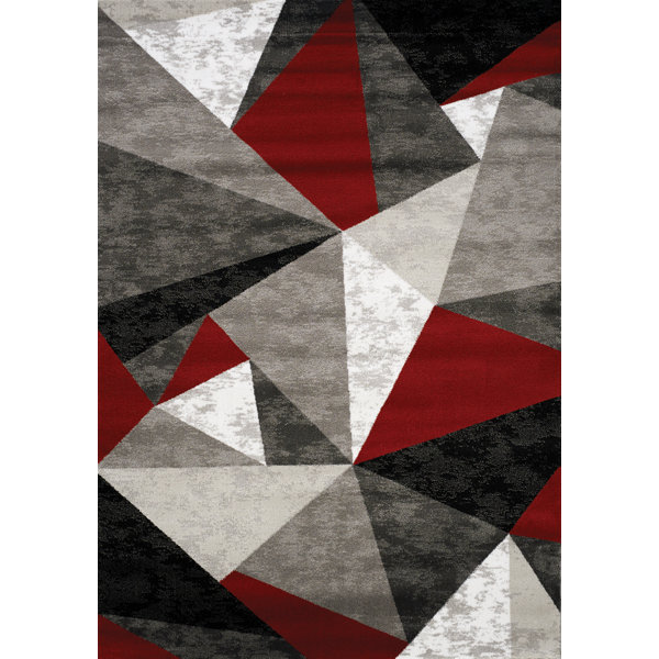 Brayden Studio Mariam Triangles Red Gray Area Rug Reviews Wayfair