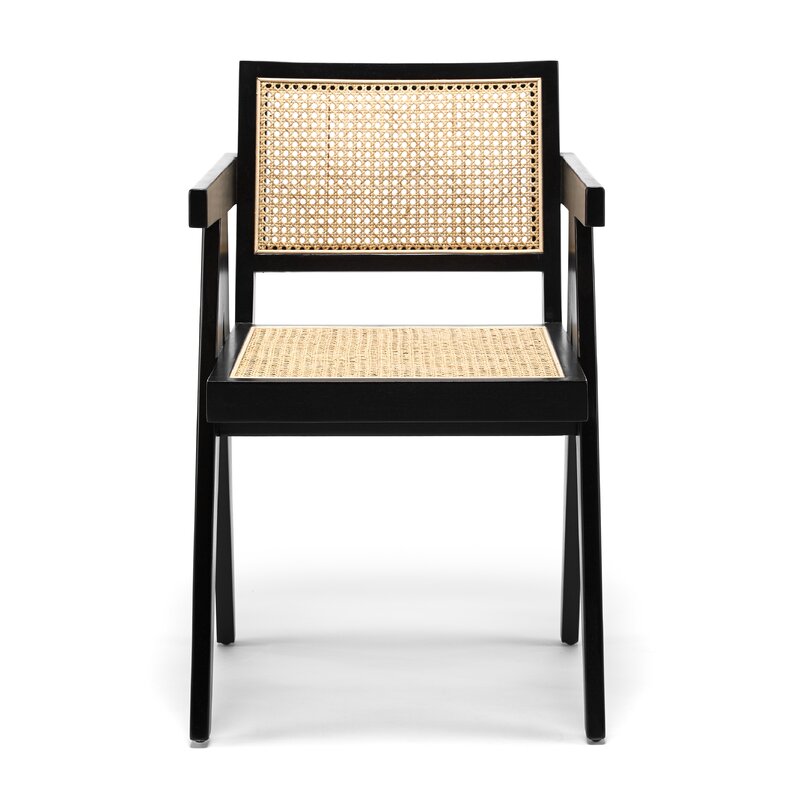 Jeanneret Wicker Rattan Arm Chair