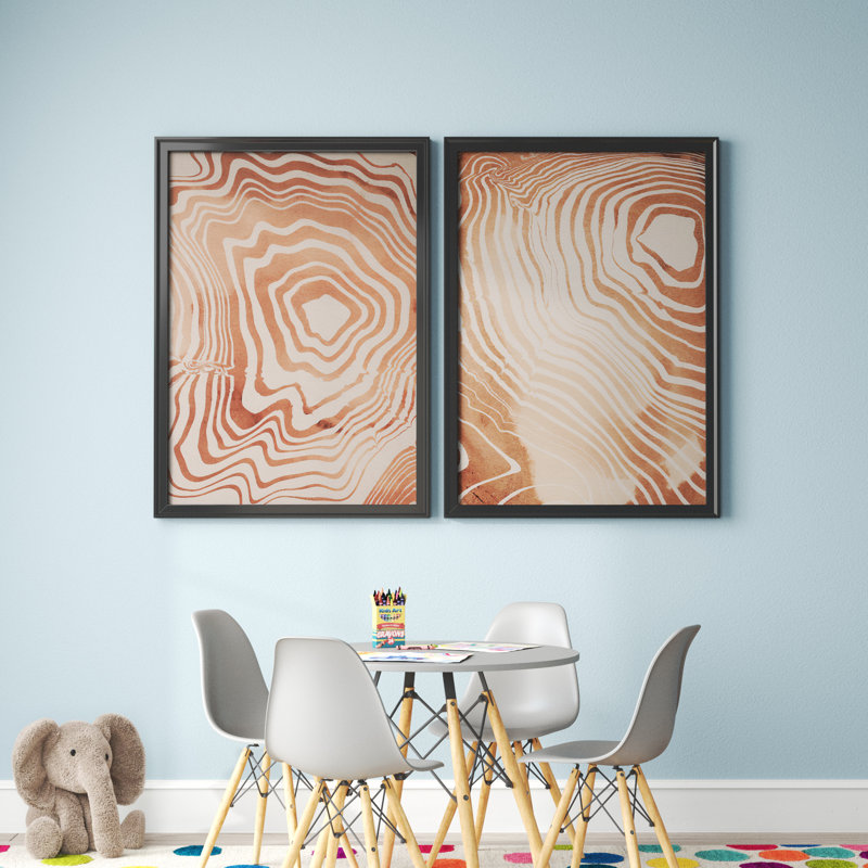 Wood Grain Suminagashi I - 2 Piece Picture Frame Print on Canvas Frame Color: Black , Size: 30.5" H x 45" W x 1.25" D
