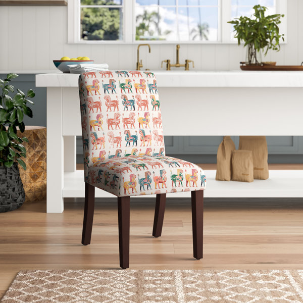 World Menagerie Carvey Cotton Upholstered Parsons Chair In Multicolor Wayfair