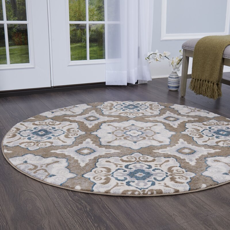 Andover Mills™ Mountview Geometric Cerulean Blue/Taupe Area Rug ...