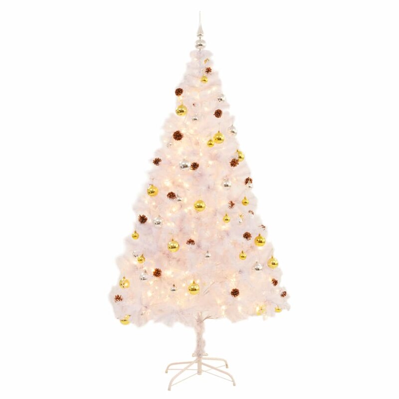White Tabletop Christmas Tree Stand with LED Lights Star Treetop and 5 Gift Boxes UK Plug