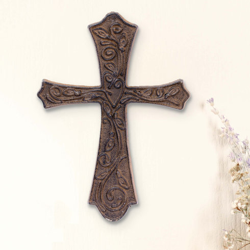 Ophelia Co Large Rustic Flared Cast Metal Cross Wall Décor Wayfair Large Rustic Flared Cast Metal Cross Wall Décor