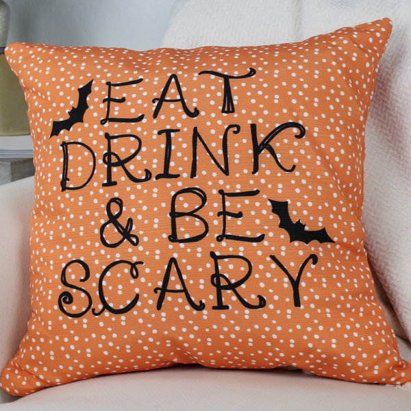 Eat, Drink, Be Scary Dots Throw Pillow