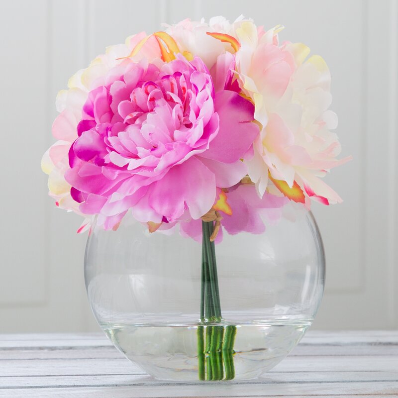 Pure Garden Peony Arrangement In Glass Vase & Reviews 