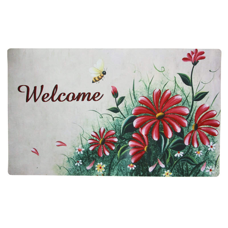 August Grove Fairview Seasonal Welcome Flower Painted Vinyl Back