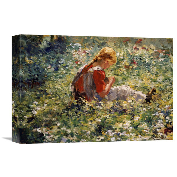 Global Gallery A Young Girl In A Flower Garden By Evert Pieters