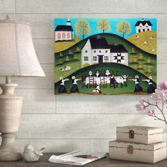 August Grove Pilgrim Thanksgiving Dinner Acrylic Painting Print