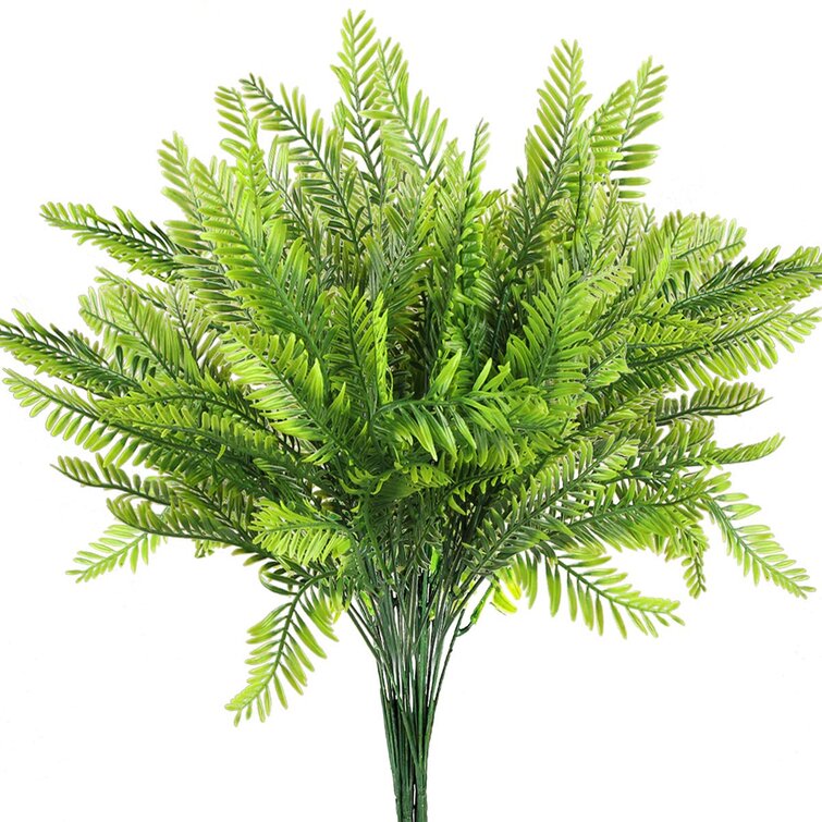 6Pcs Artificial Boston Fern Plants Greenery UV Resistant Fake Plants Greenery for Outdoors Fern Plant for Hanging Planter Front Porch Garden Sidewalk Farmhouse Decoration 