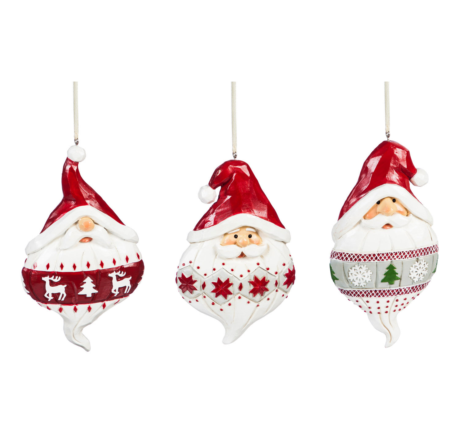 The Holiday Aisle 3 Piece Santa Hanging Figurine Ornament Set Reviews Wayfair