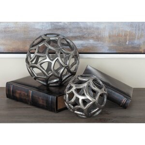 Aluminum 2 Piece Sphere Sculpture Set