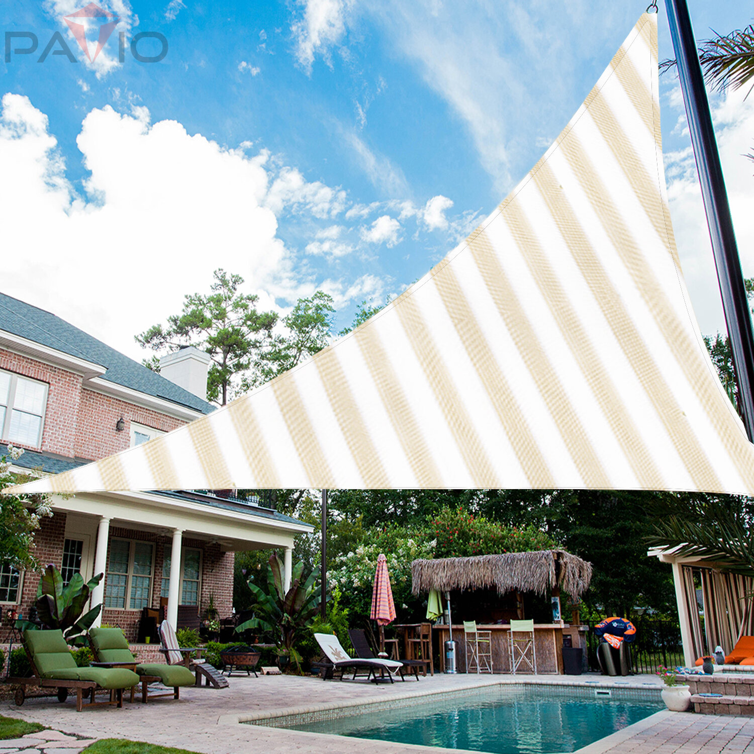 11Ft Sun Shade Sail 97% UV Block Triangle Canopy Outdoor Patio Pool Rice White 