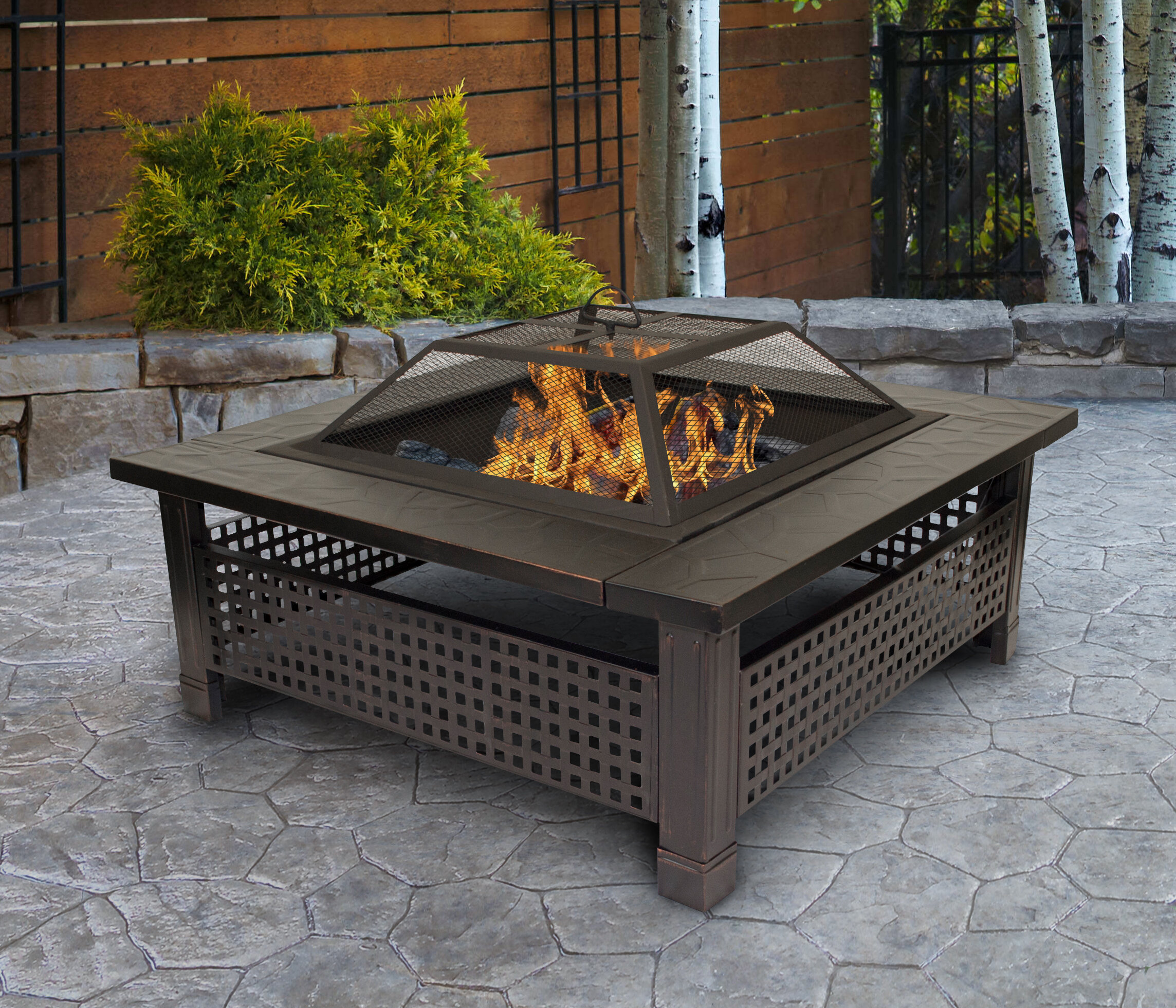 Details about   2 in 1 Fire Pit and BBQ 34x34x48 cm Steel