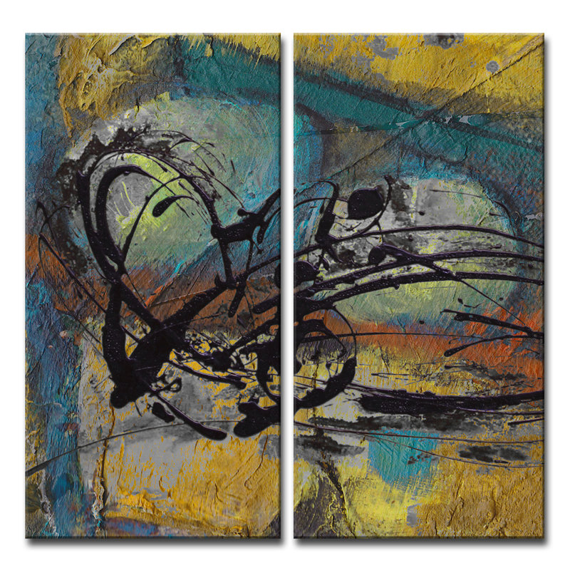 Wrought Studio Abstract Abs Vii 2 Piece Graphic Art On Wrapped Canvas Set Wayfair