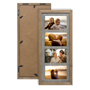 Standing & Wall Mounted 4 Picture Photo Frame 4" x 6" Wooden Effect Multi Quad 