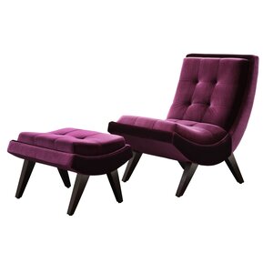 Jaco Velvet Lounge Chair and Ottoman