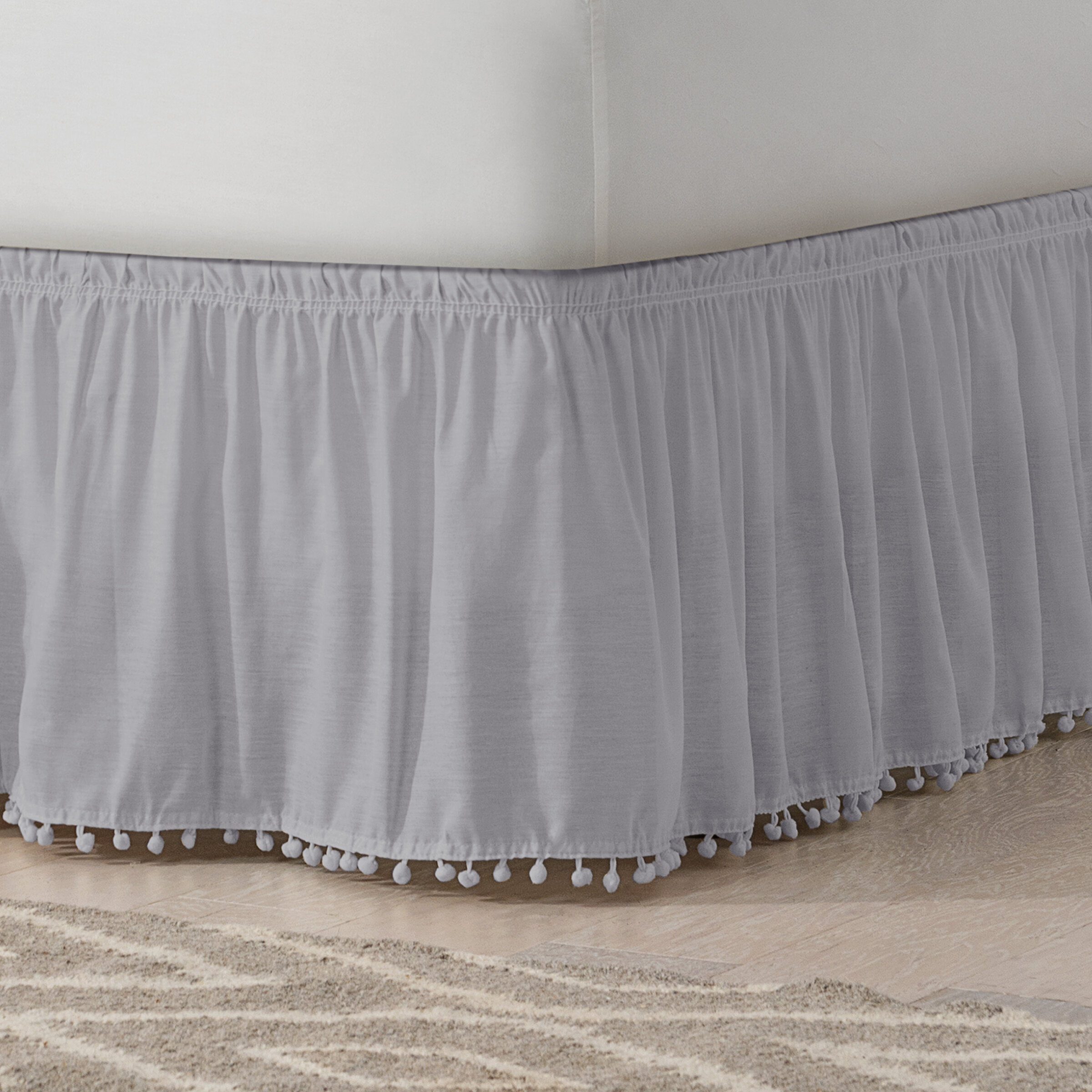Ruffle Bed Skirt Solid White Split Corner Drop Length 16 Inch 660 TC Cotton New 