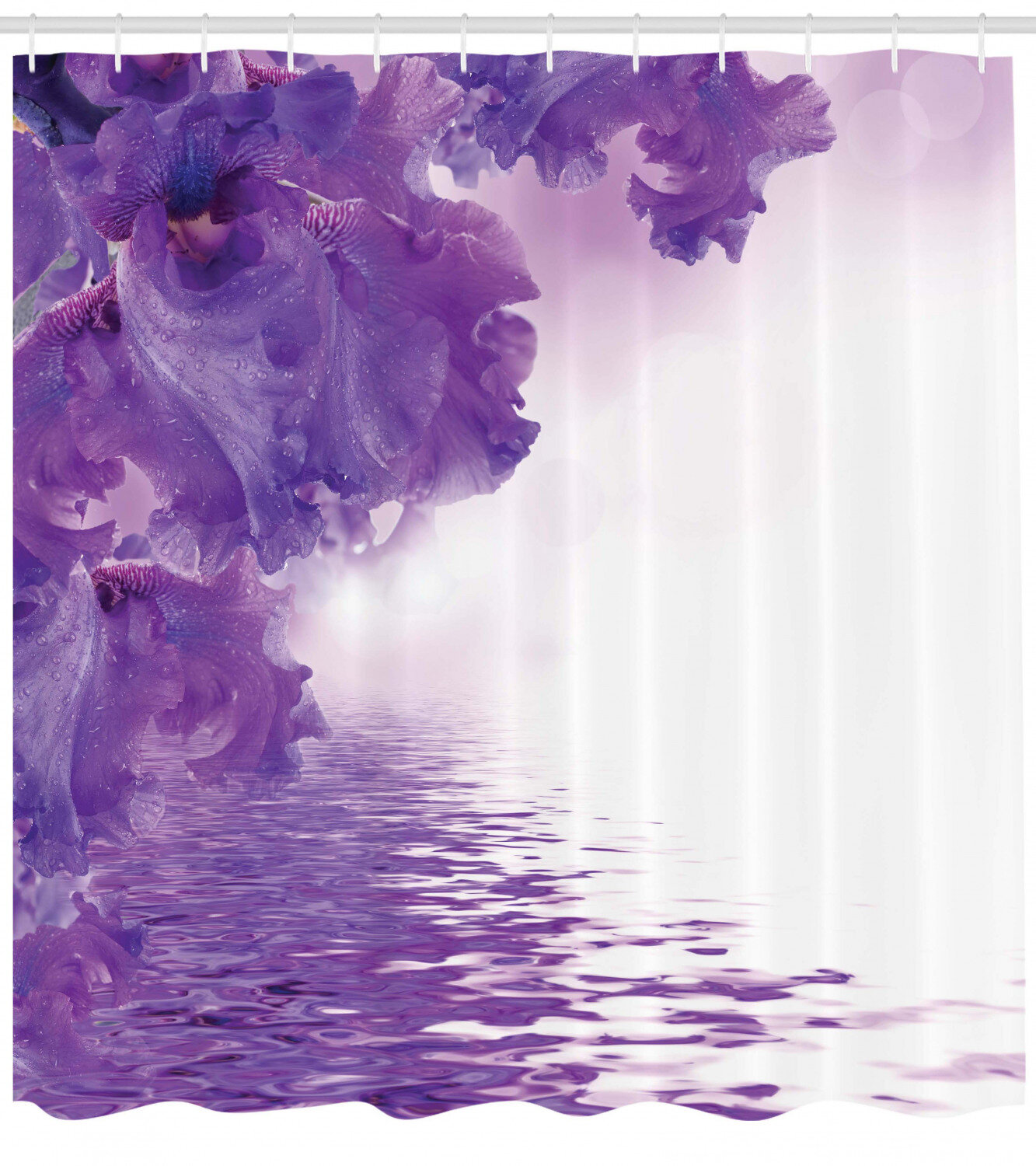 Becan Flower Shower Curtain Blossoms Purple Flower Plants Abstract Shadow Backdrop with Floral Flowers Polyester Fabric Waterproof Layer Thickening Shower Curtain 72X72Inches Purple White