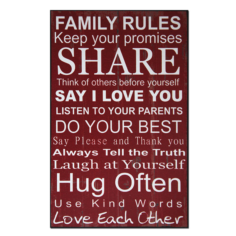 Family Rules Textual Art Plaque