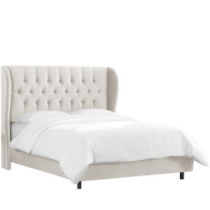 Wamsley Tufted Wingback Linen Upholstered Panel Bed by Brayden Studio