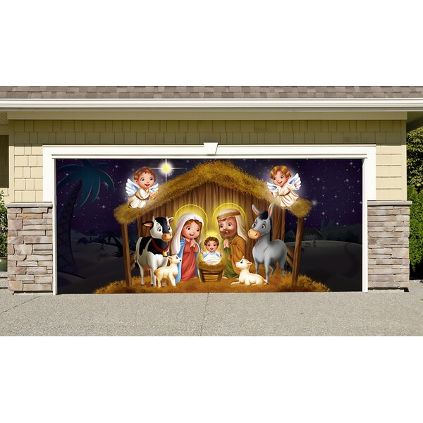 Nativity Scene Christmas Door Murals Front Door Cover Outdoor Holiday Decor 8