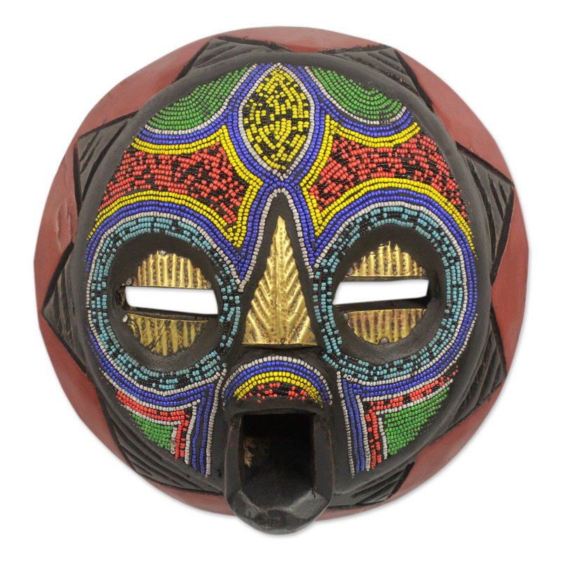 World Menagerie Dougie My Beautiful Woman Hand Beaded Nigerian Wood Mask Wall Decor Wayfair
